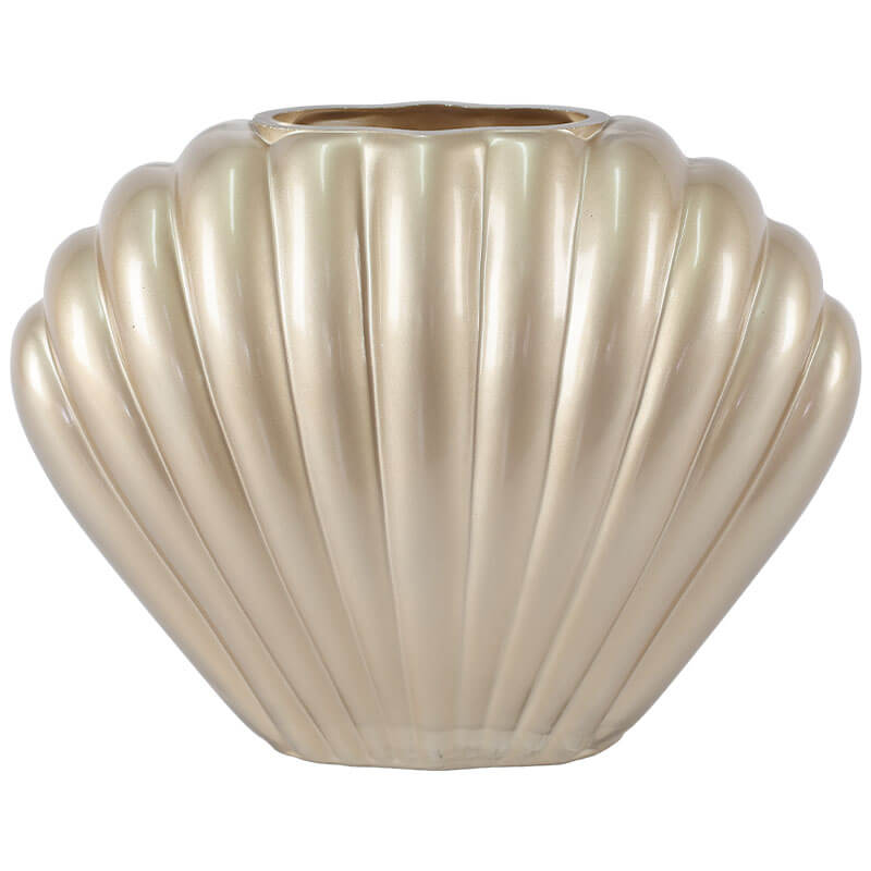 SHELL VASE 22CM METALIC CHAMPAGNE