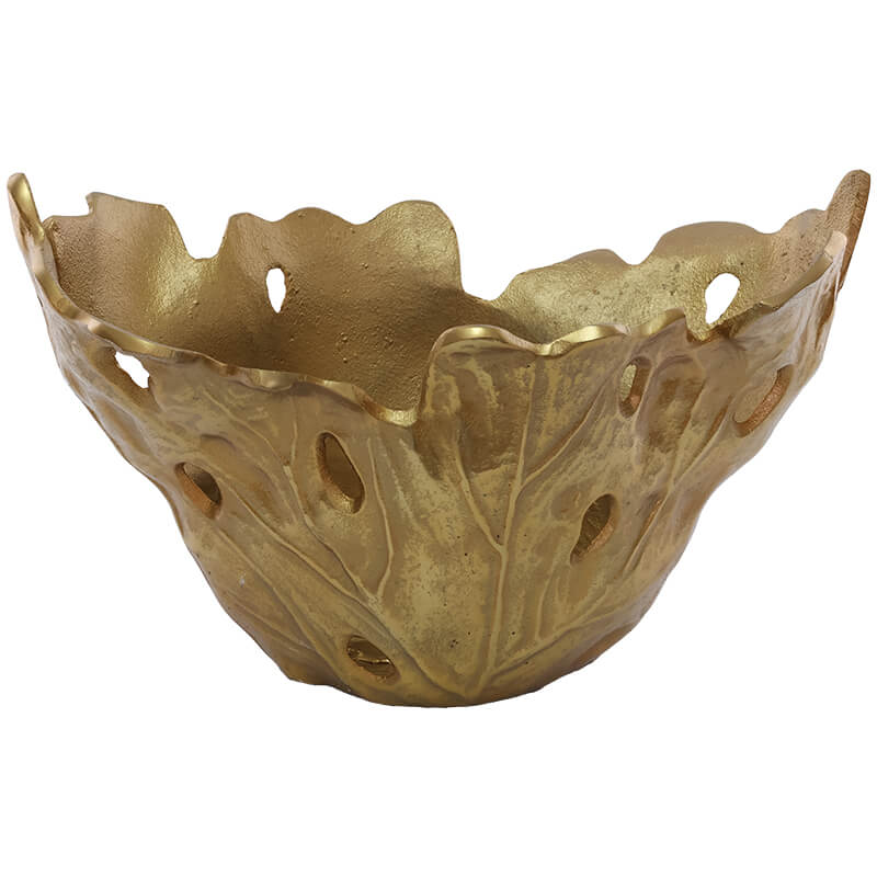 LEAF BOWL ROUGH GOLD 35X21X22CM