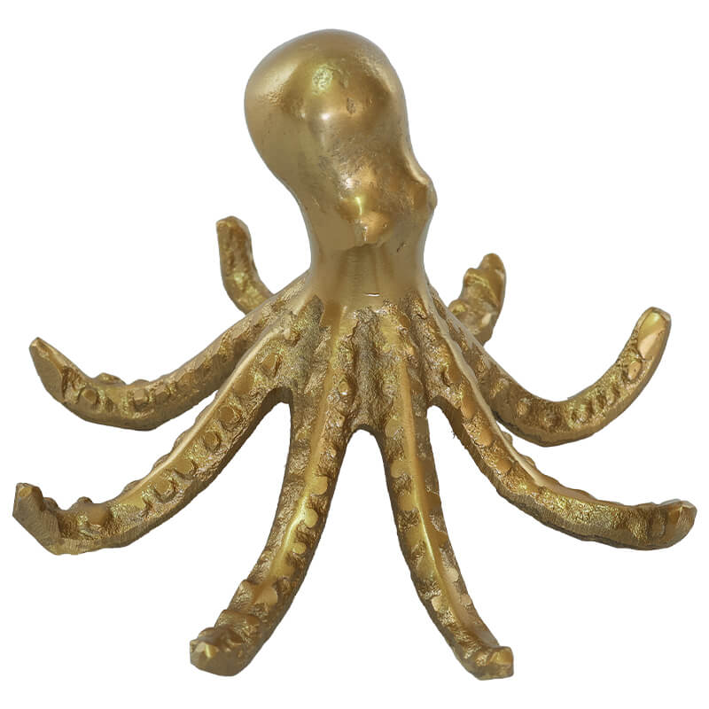 DECO OCTOPUS ROUGH GOLD 17X16X11CM