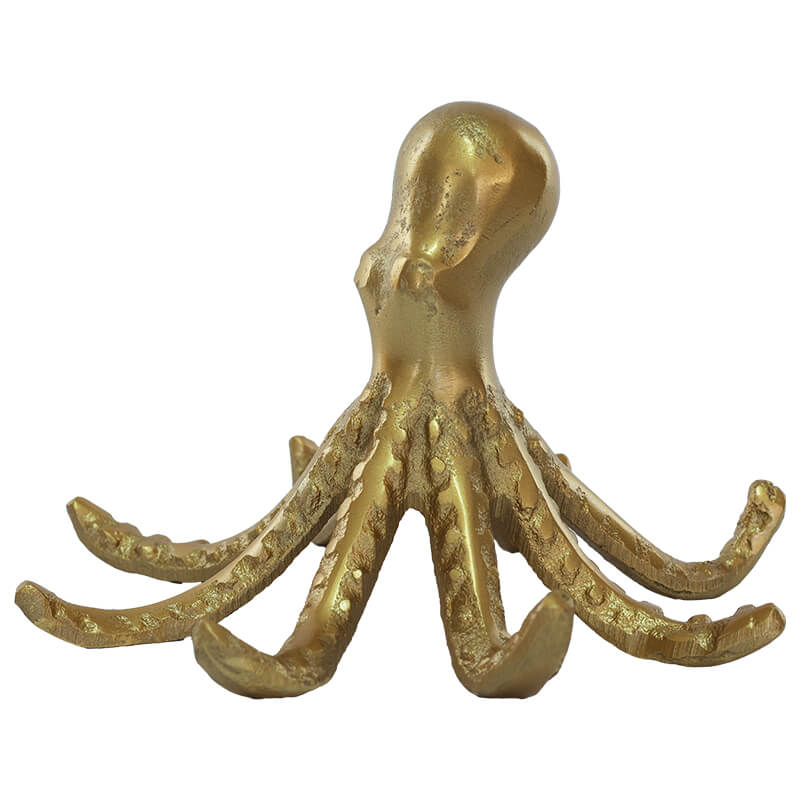 DECO OCTOPUS ROUGH GOLD 17X16X11CM