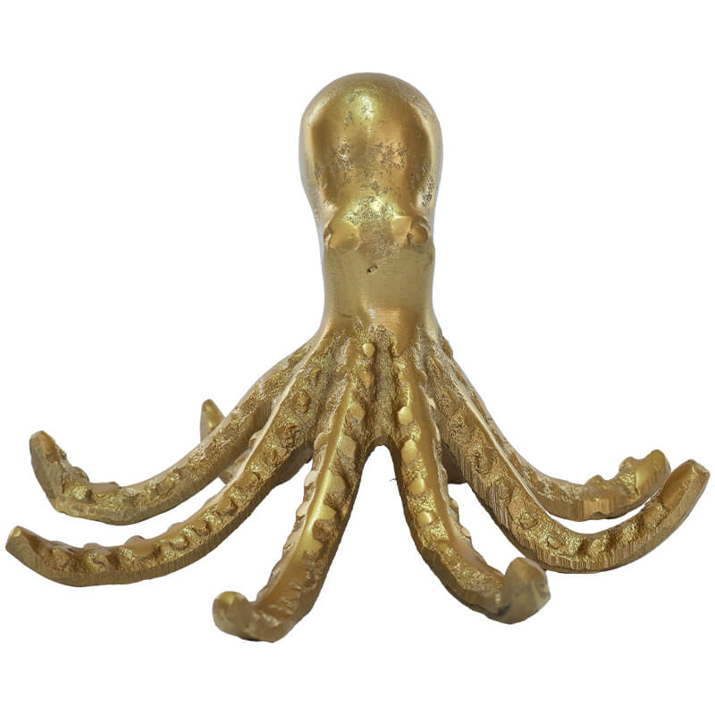DECO OCTOPUS ROUGH GOLD 17X16X11CM
