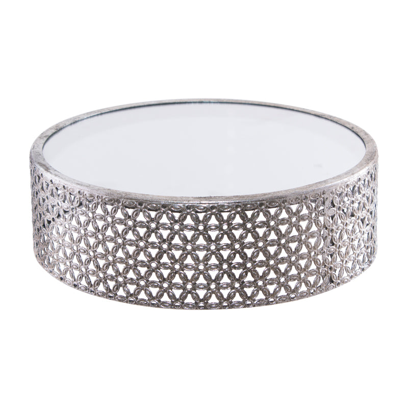 SILVER MIRROR DECO STAND 30X10CM
