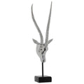 SILVER ANTELOPE HEAD ON PLINTH 78CM