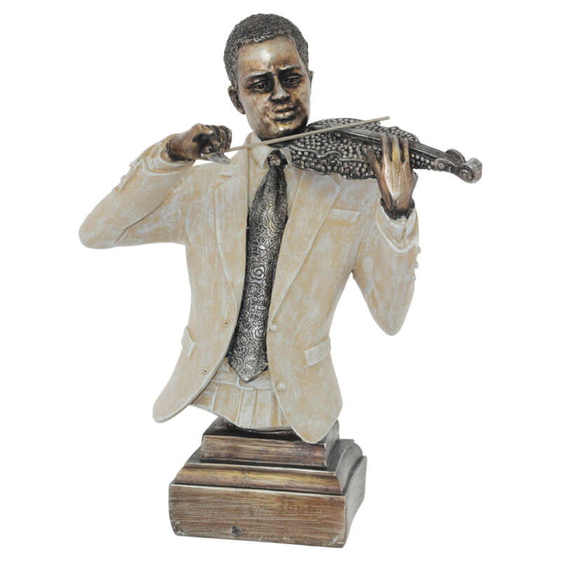 MAN MUSICIAN WITH VIOLIN PLINT 38CM