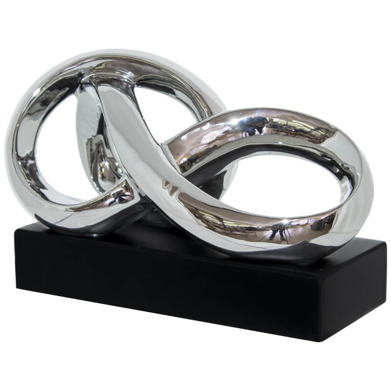 SILVER TWIST SCULPTURE BLK BASE
