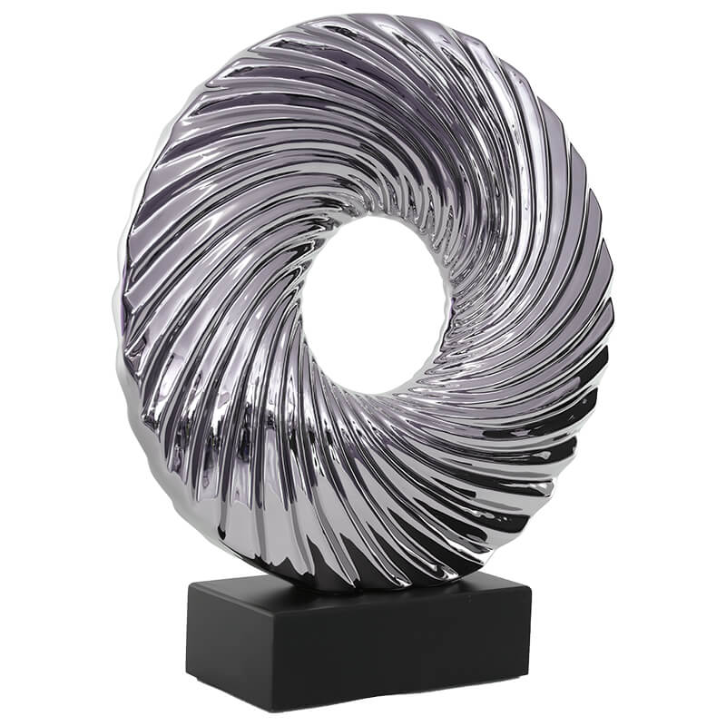 SILVER SCULPTURE BLACK BASE 37CM