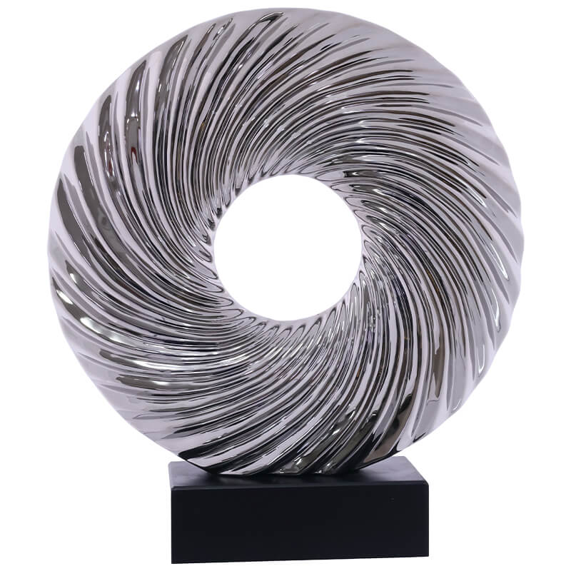 SILVER SCULPTURE BLACK BASE 37CM