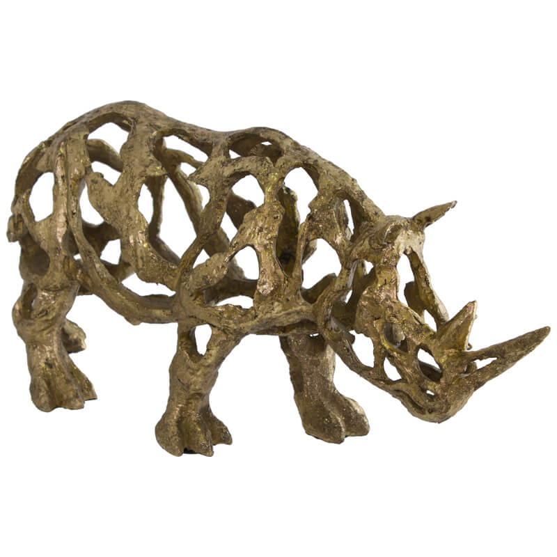 ANT/GOLD RHINO SCULPTURE 50X22X14
