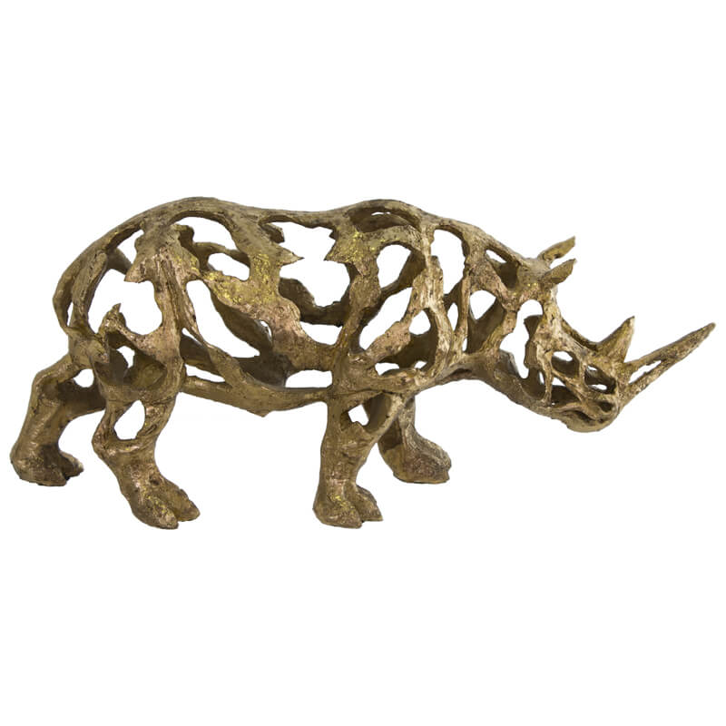 ANT/GOLD RHINO SCULPTURE 50X22X14