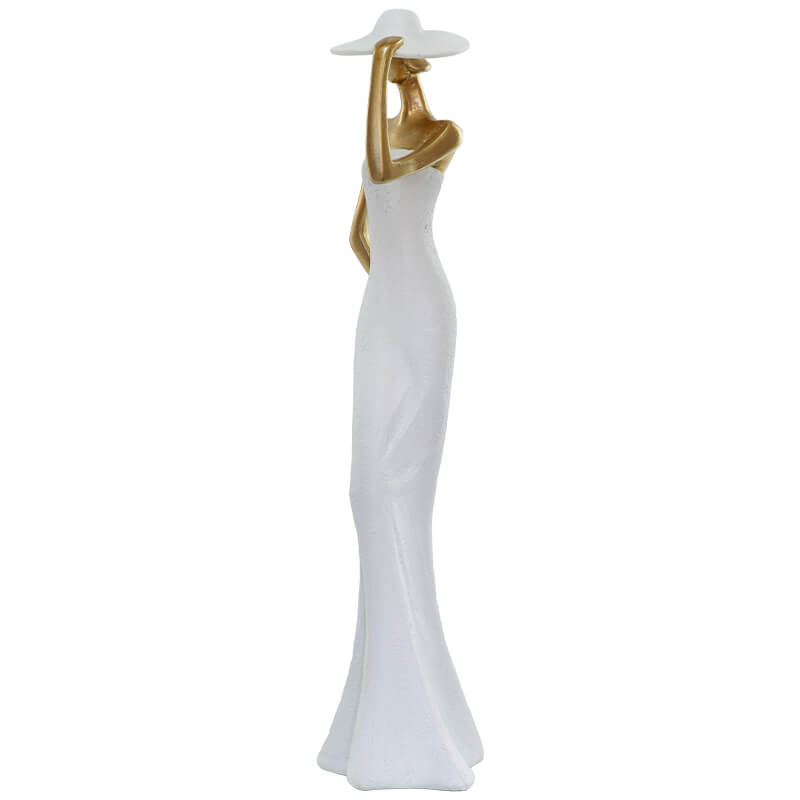 LADY WHITE DRESS HAND ON HAT 39CM