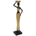 AFRICAN LADY BASKET ON HEAD 37CM WITH TEA LIGHT