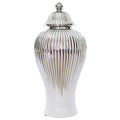 SILVER/WHITE JAR/LID 41CM