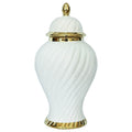 WHITE/GOLD SWIRL JAR/LID 40CM