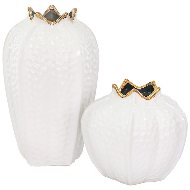 GOLD/WHITE POMEGRANATE VASE 38CM