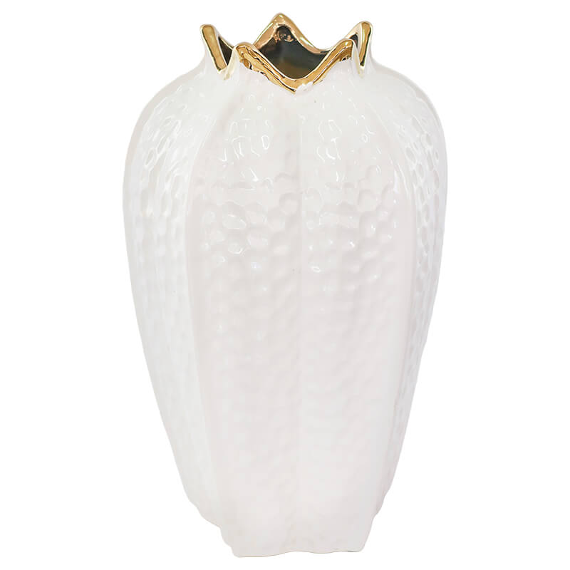 GOLD/WHITE POMEGRANATE VASE 38CM