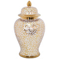 GOLD/WHITE LEOPARD PRINT JAR 40CM