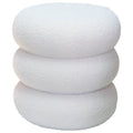 WHITE FUZZ OTTOMAN 40X38CM