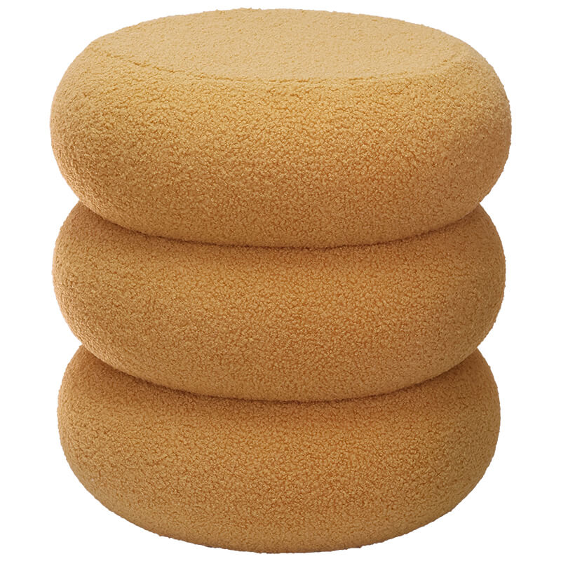 YELLOW FUZZ OTTOMAN 40X38CM