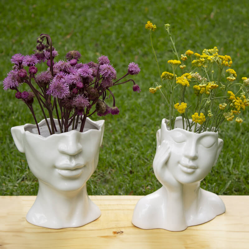 LADY FACE VASE 17CM