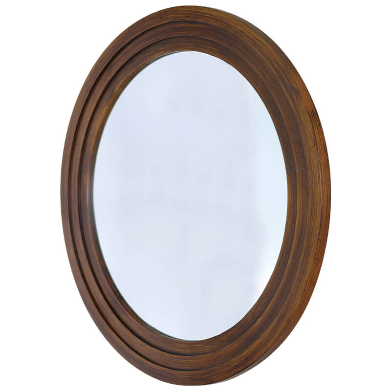 BROWN WOODEN FRAME MIRROR 78CM DI