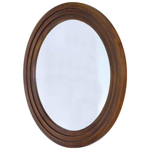 BROWN WOODEN FRAME MIRROR 78CM DI