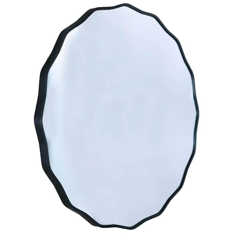 ROUND SCALLOPED BLACK MIRROR 71CM DIA
