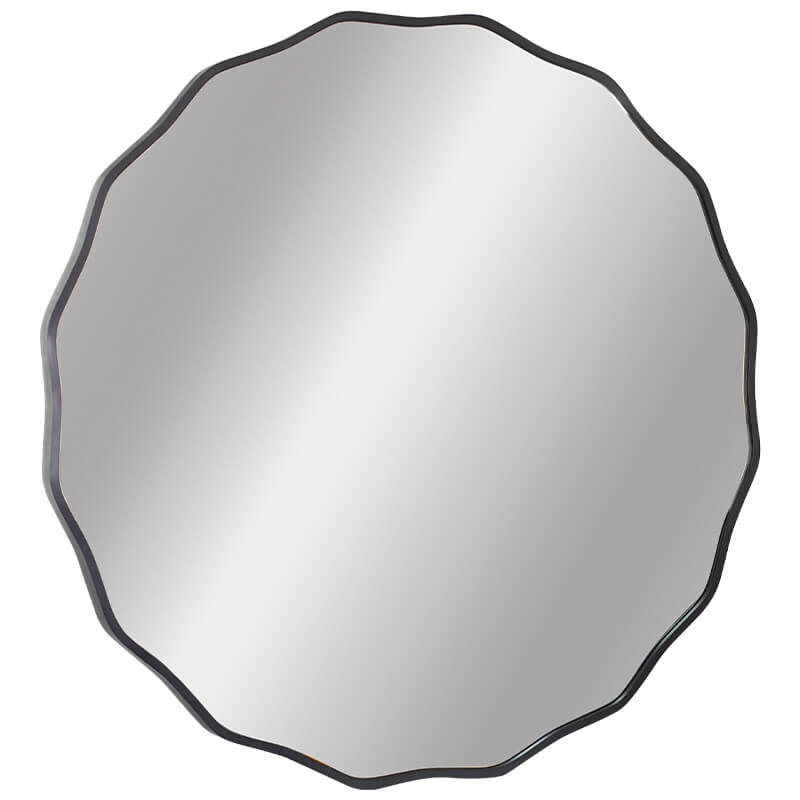 ROUND SCALLOPED BLACK MIRROR 71CM DIA