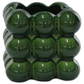 SQUARE GREEN BUBBLE VASE 13X13CM